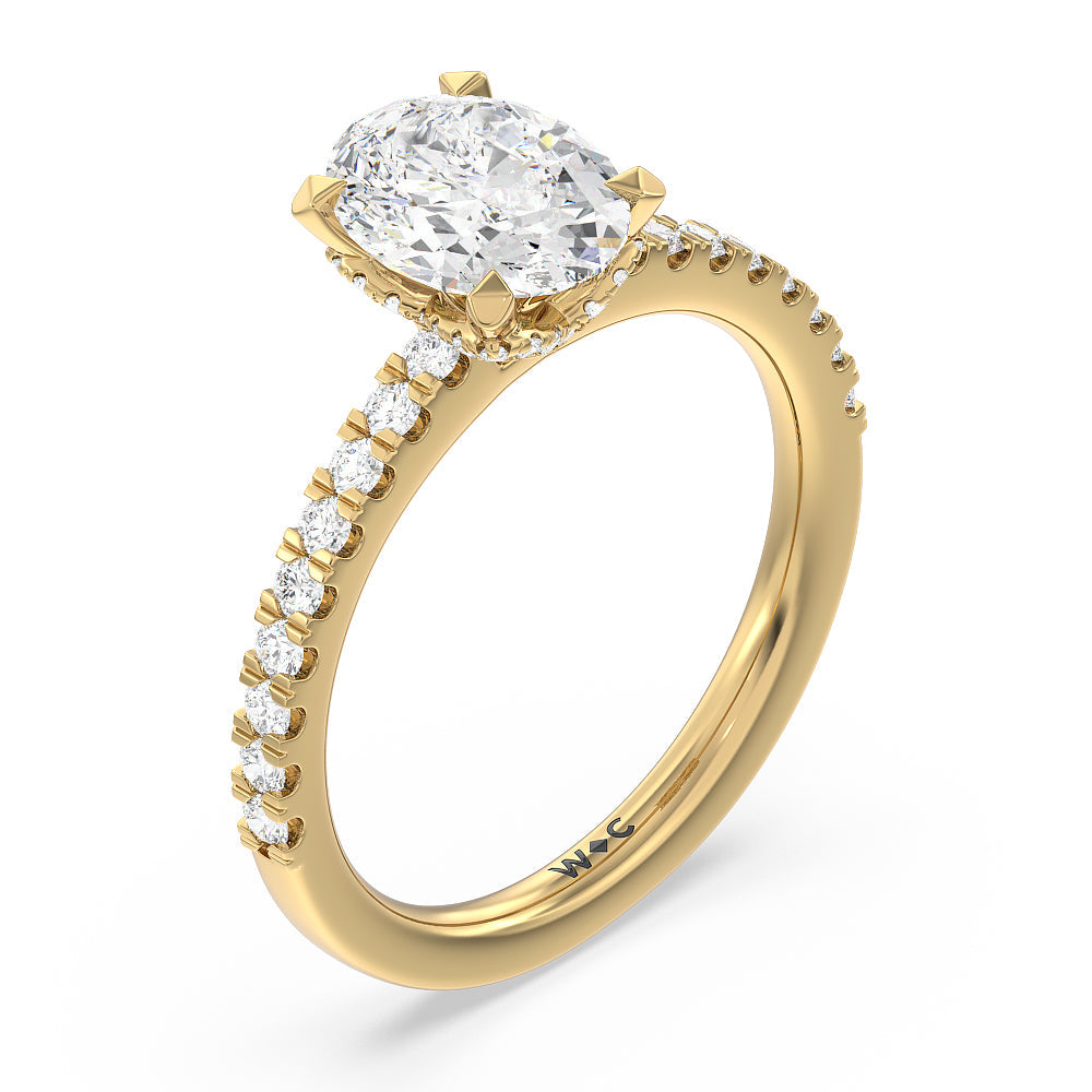 Oval Cut Vela Medi Hidden Halo Engagement Ring with Lab Grown Diamond in 14KT Yellow Gold view 3
