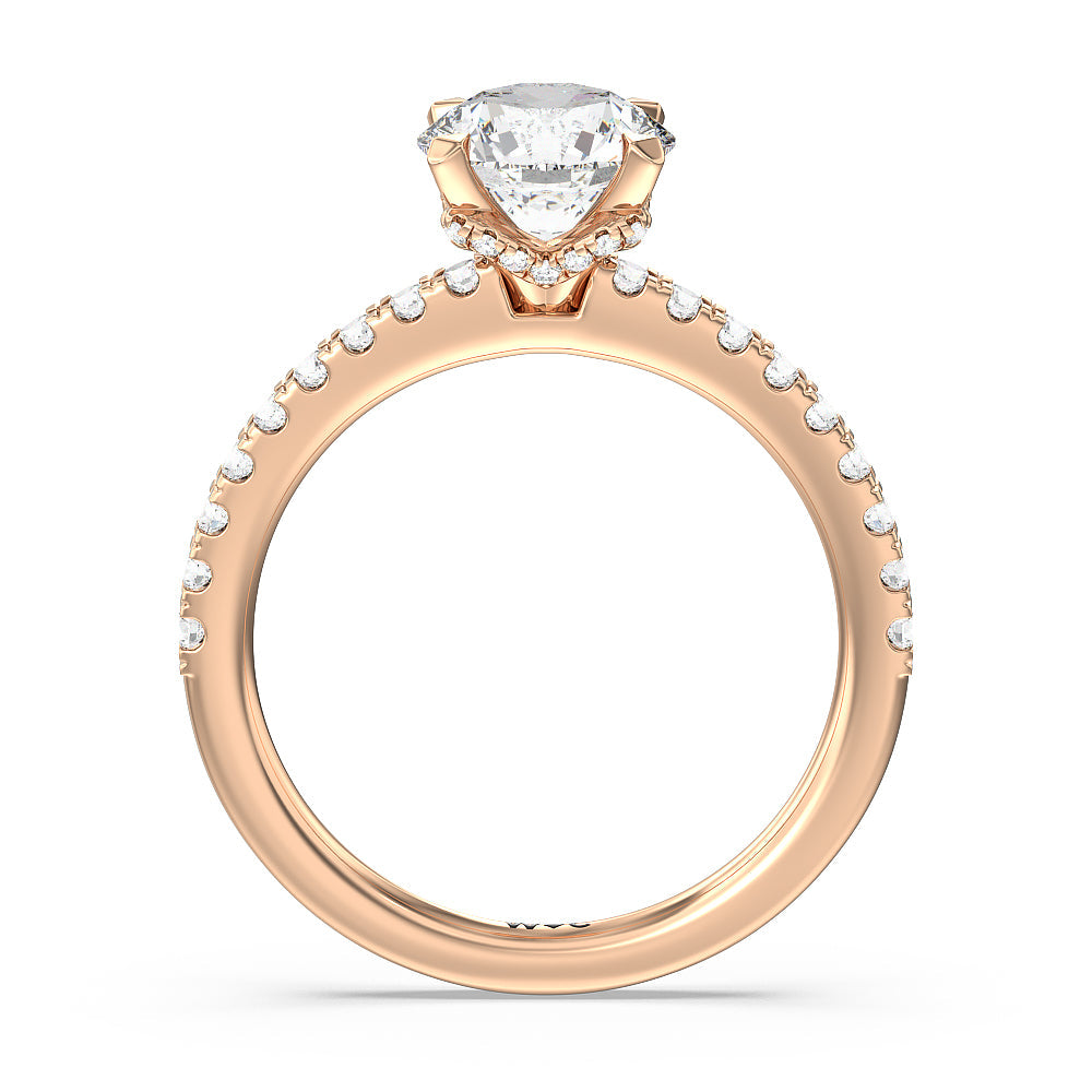 Round Cut Vela Medi Hidden Halo Engagement Ring with Lab Grown Diamond in 14KT Rose Gold view 2
