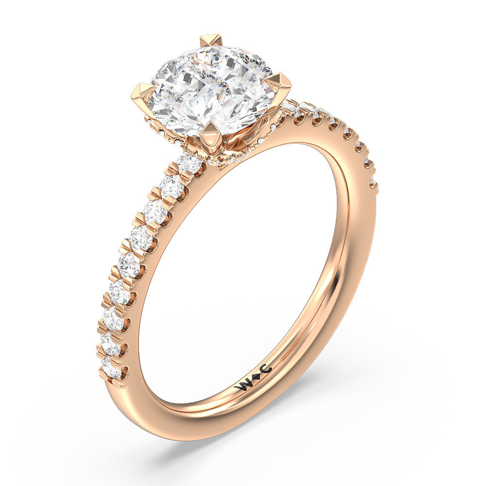 Round Cut Vela Medi Hidden Halo Engagement Ring with Lab Grown Diamond in 14KT Rose Gold view 3
