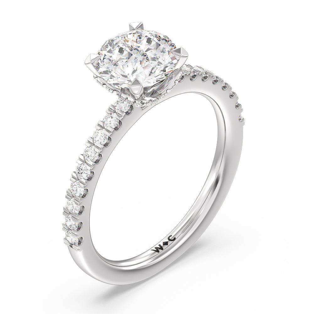 Round Cut Vela Medi Hidden Halo Engagement Ring with Lab Grown Diamond in 14KT Platinum view 3
