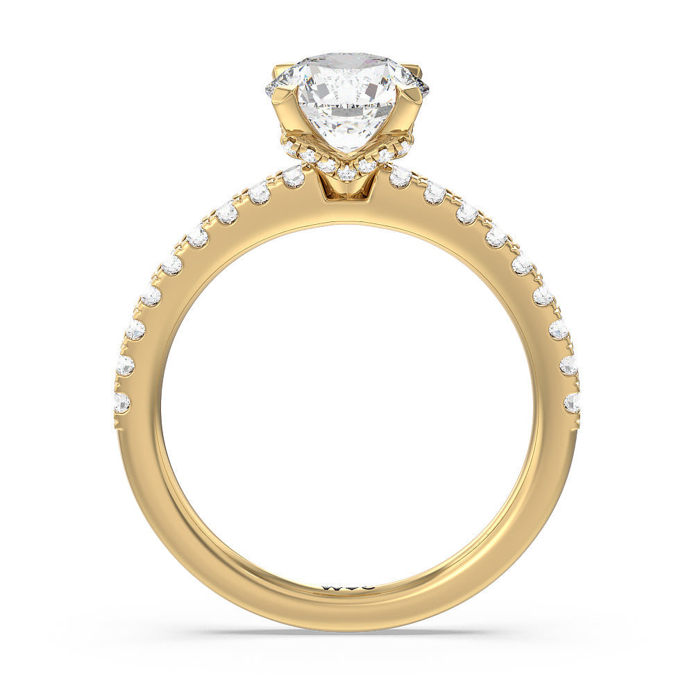 Round Cut Vela Medi Hidden Halo Engagement Ring with Lab Grown Diamond in 14KT Yellow Gold view 2
