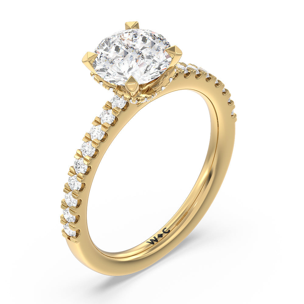 Round Cut Vela Medi Hidden Halo Engagement Ring with Lab Grown Diamond in 14KT Yellow Gold view 3
