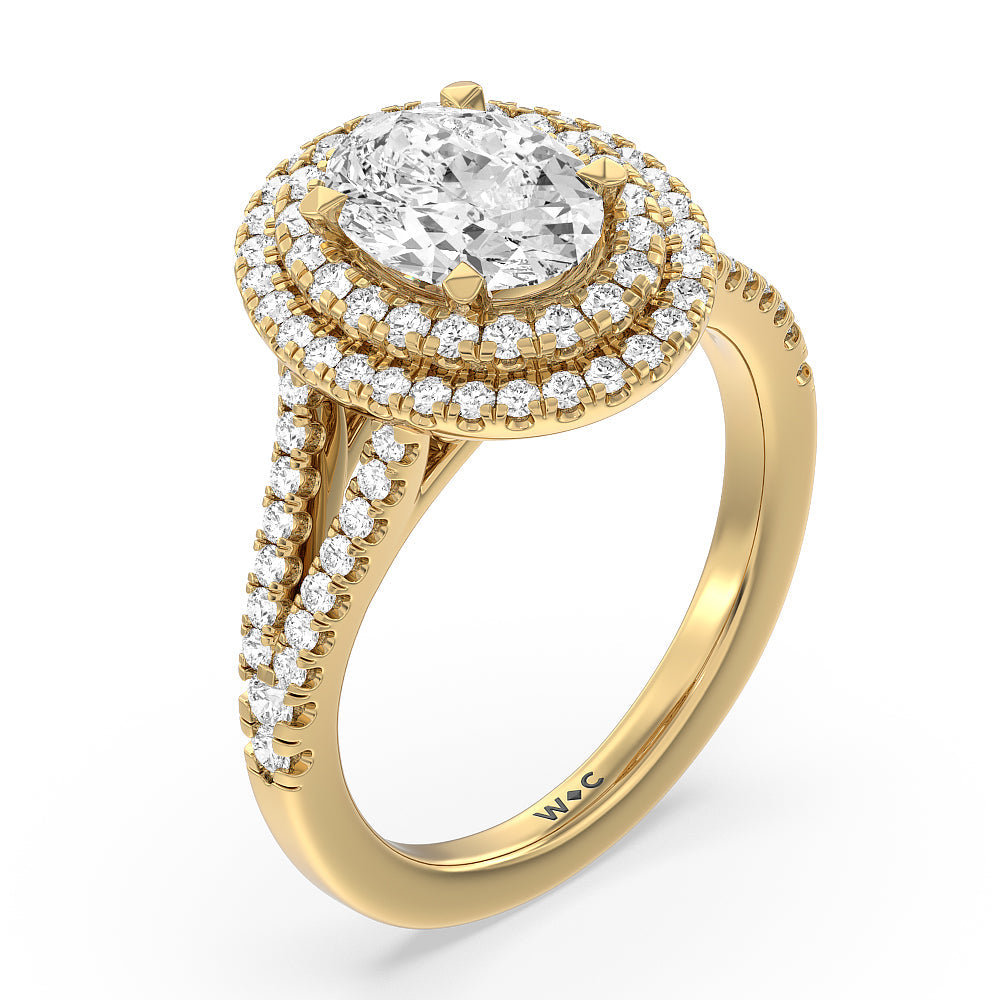 Double Halo Split Shank Cathedral 2 5/8 CTTW Round Cut Lab Grown ...