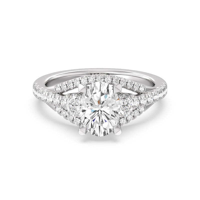 Side Stone Bridge Accent Engagement Ring