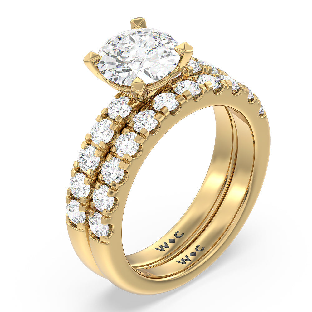 Cushion Cut Luxe Classic Broad Band Engagement Ring with Lab Grown Diamond in 14KT Yellow Gold view 4
