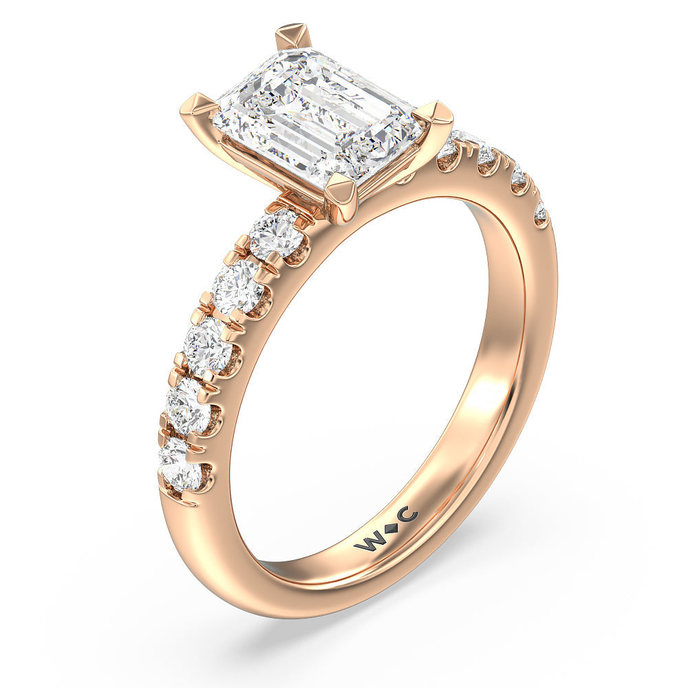Emerald Cut Luxe Classic Broad Band Engagement Ring with Lab Grown Diamond in 14KT Rose Gold view 3
