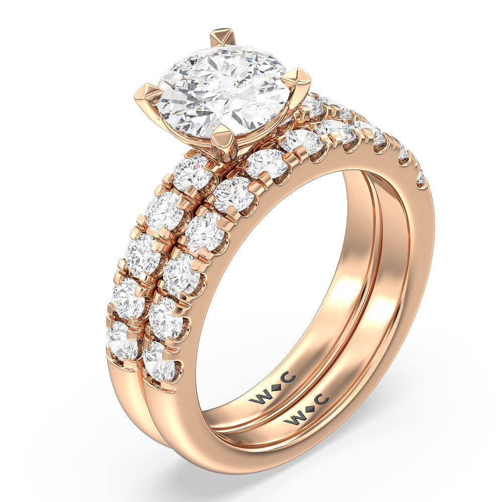 Oval Cut Luxe Classic Broad Band Engagement Ring with Lab Grown Diamond in 14KT Rose Gold view 4
