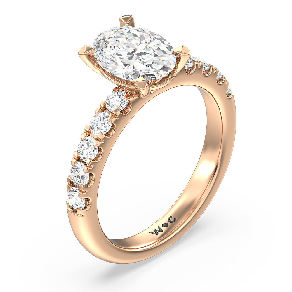 Oval Cut Luxe Classic Broad Band Engagement Ring with Lab Grown Diamond in 14KT Rose Gold view 3

