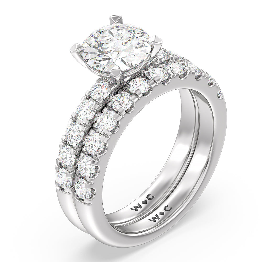 Oval Cut Luxe Classic Broad Band Engagement Ring with Lab Grown Diamond in 14KT Platinum view 4
