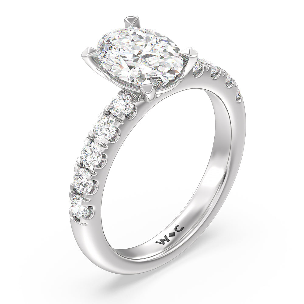 Oval Cut Luxe Classic Broad Band Engagement Ring with Lab Grown Diamond in 14KT Platinum view 3

