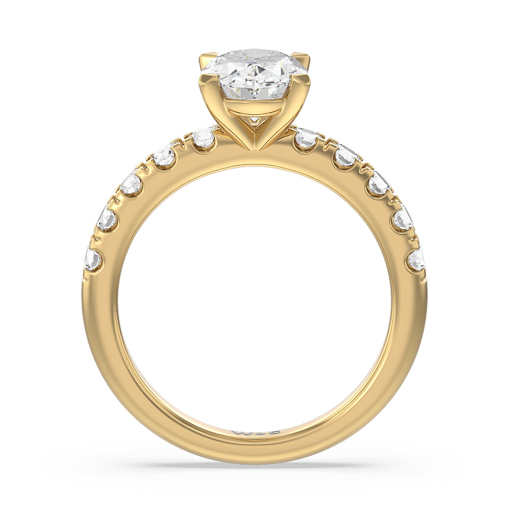 Oval Cut Luxe Classic Broad Band Engagement Ring with Lab Grown Diamond in 14KT Yellow Gold view 2
