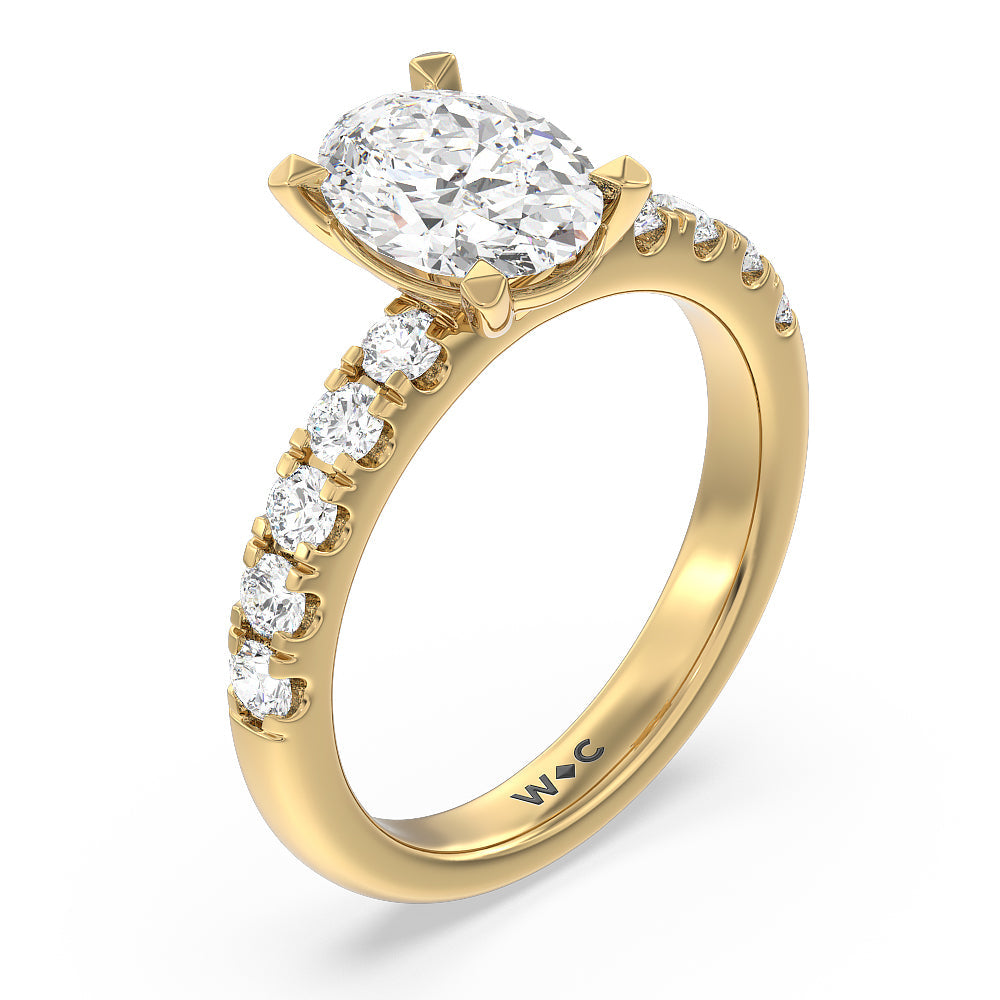 Oval Cut Luxe Classic Broad Band Engagement Ring with Lab Grown Diamond in 14KT Yellow Gold view 3
