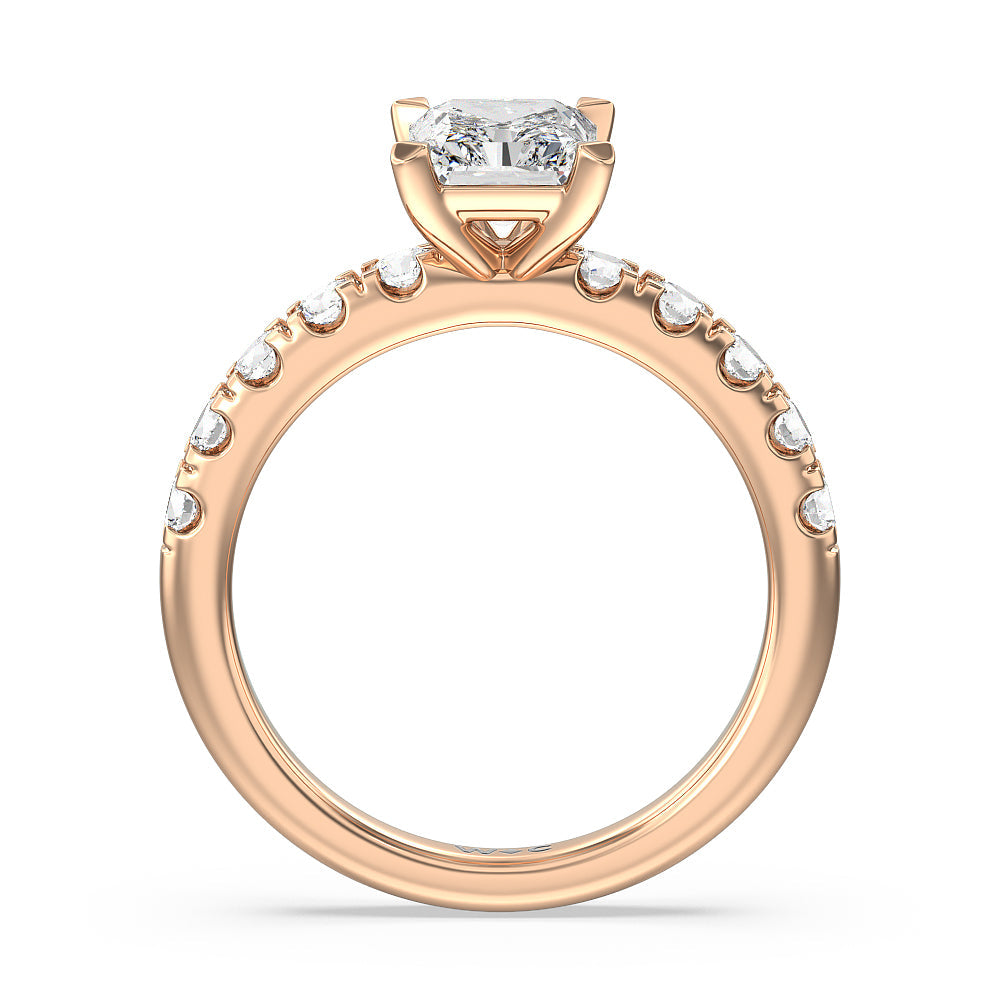 Radiant Cut Luxe Classic Broad Band Engagement Ring with Lab Grown Diamond in 14KT Rose Gold view 2
