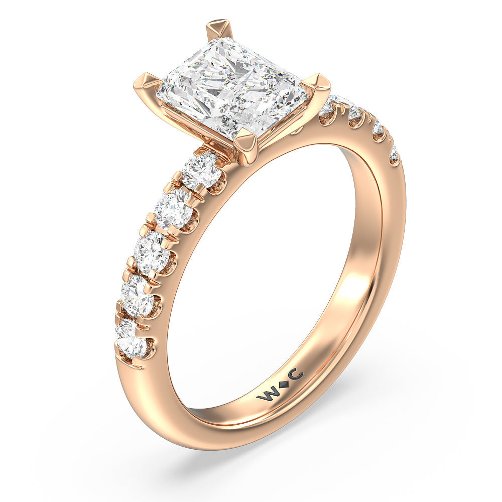 Radiant Cut Luxe Classic Broad Band Engagement Ring with Lab Grown Diamond in 14KT Rose Gold view 3
