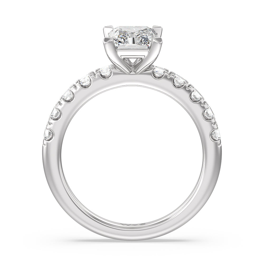Radiant Cut Luxe Classic Broad Band Engagement Ring with Lab Grown Diamond in 14KT Platinum view 2
