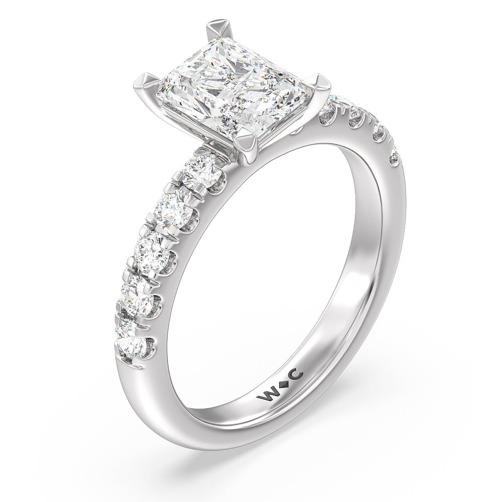 Radiant Cut Luxe Classic Broad Band Engagement Ring with Lab Grown Diamond in 14KT Platinum view 3

