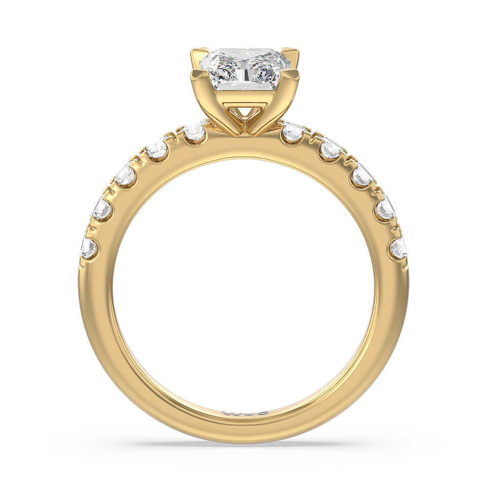 Radiant Cut Luxe Classic Broad Band Engagement Ring with Lab Grown Diamond in 14KT Yellow Gold view 2
