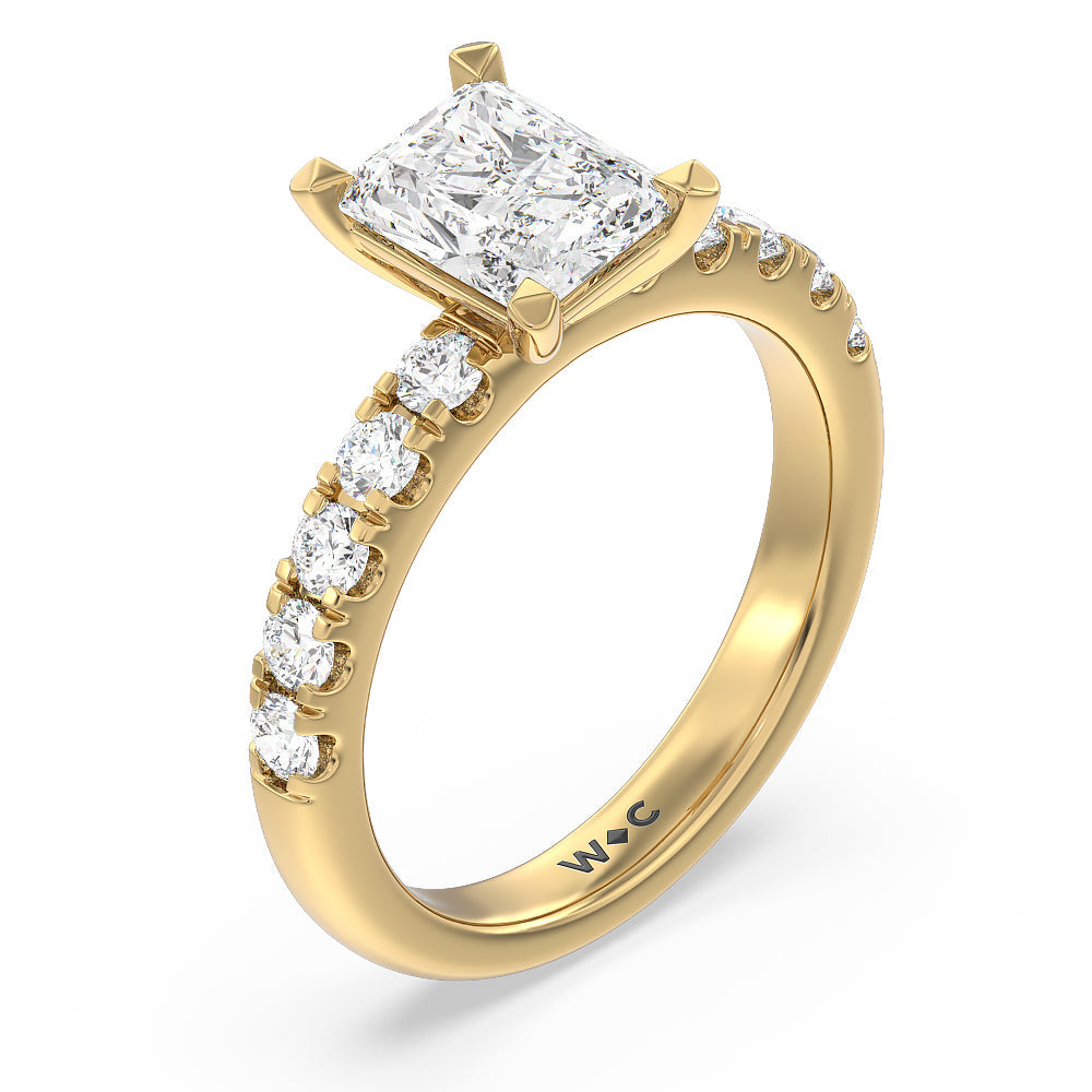 Radiant Cut Luxe Classic Broad Band Engagement Ring with Lab Grown Diamond in 14KT Yellow Gold view 3
