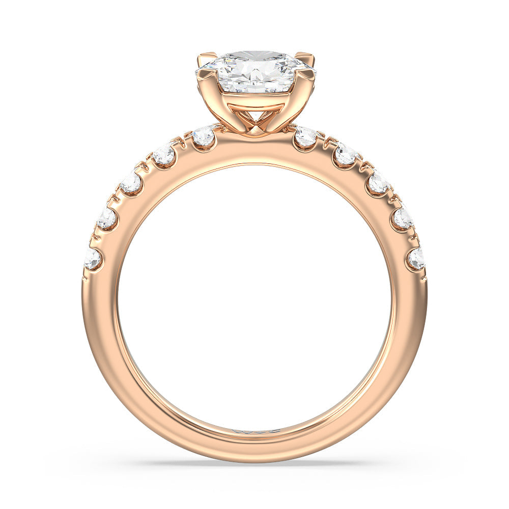 Round Cut Luxe Classic Broad Band Engagement Ring with Lab Grown Diamond in 14KT Rose Gold view 2
