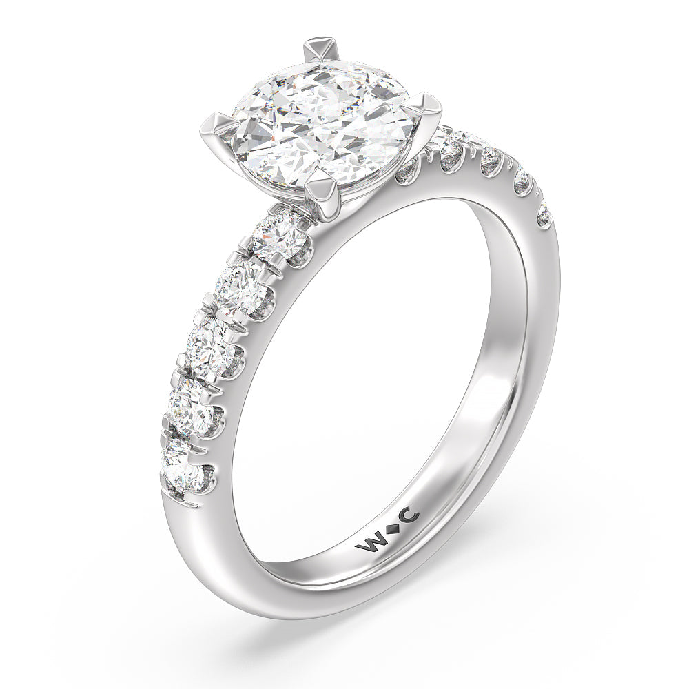 Round Cut Luxe Classic Broad Band Engagement Ring with Lab Grown Diamond in 14KT Platinum view 3
