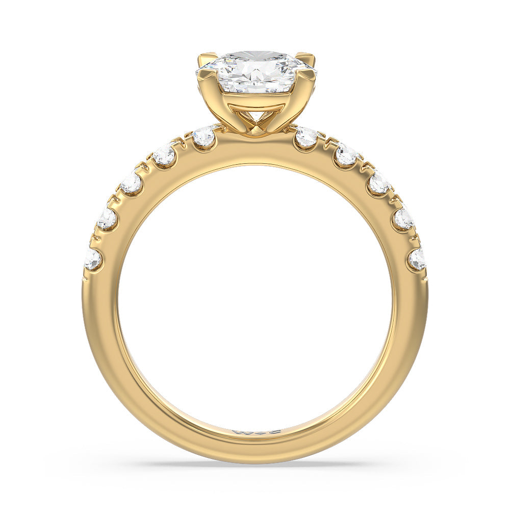 Round Cut Luxe Classic Broad Band Engagement Ring with Lab Grown Diamond in 14KT Yellow Gold view 2
