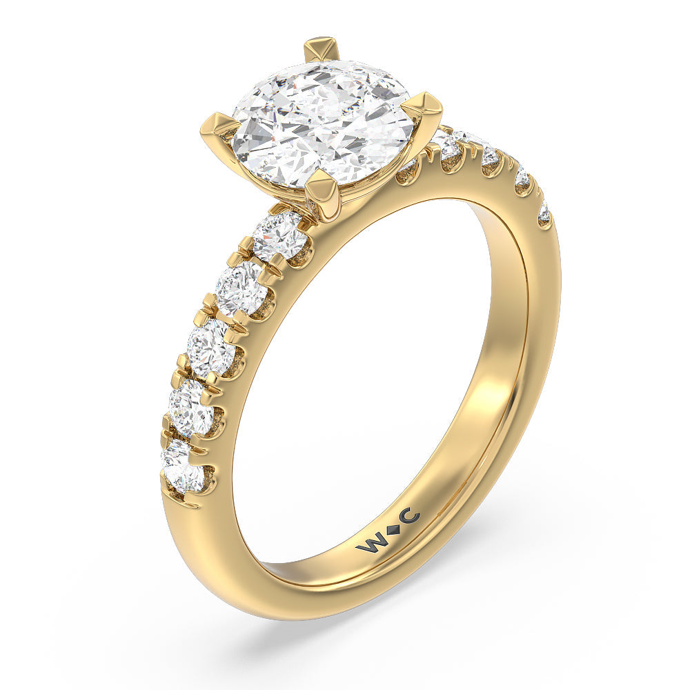 Round Cut Luxe Classic Broad Band Engagement Ring with Lab Grown Diamond in 14KT Yellow Gold view 3
