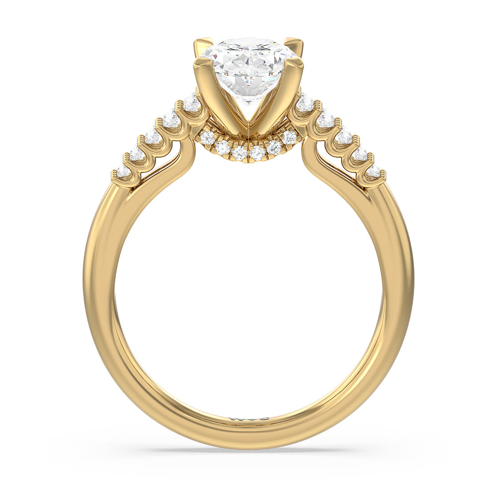 Oval Cut Two Row Diamonds Bridge Accent Engagement Ring with Lab Grown Diamond in 14KT Yellow Gold view 2
