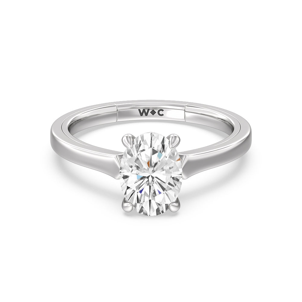 4 Prong Two-Tone Solitaire Engagement Ring with Oval Cut Diamond in 14KT Platinum view 1
