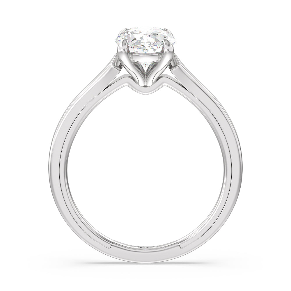 4 Prong Two-Tone Solitaire Engagement Ring with Oval Cut Diamond in 14KT Platinum view 2
