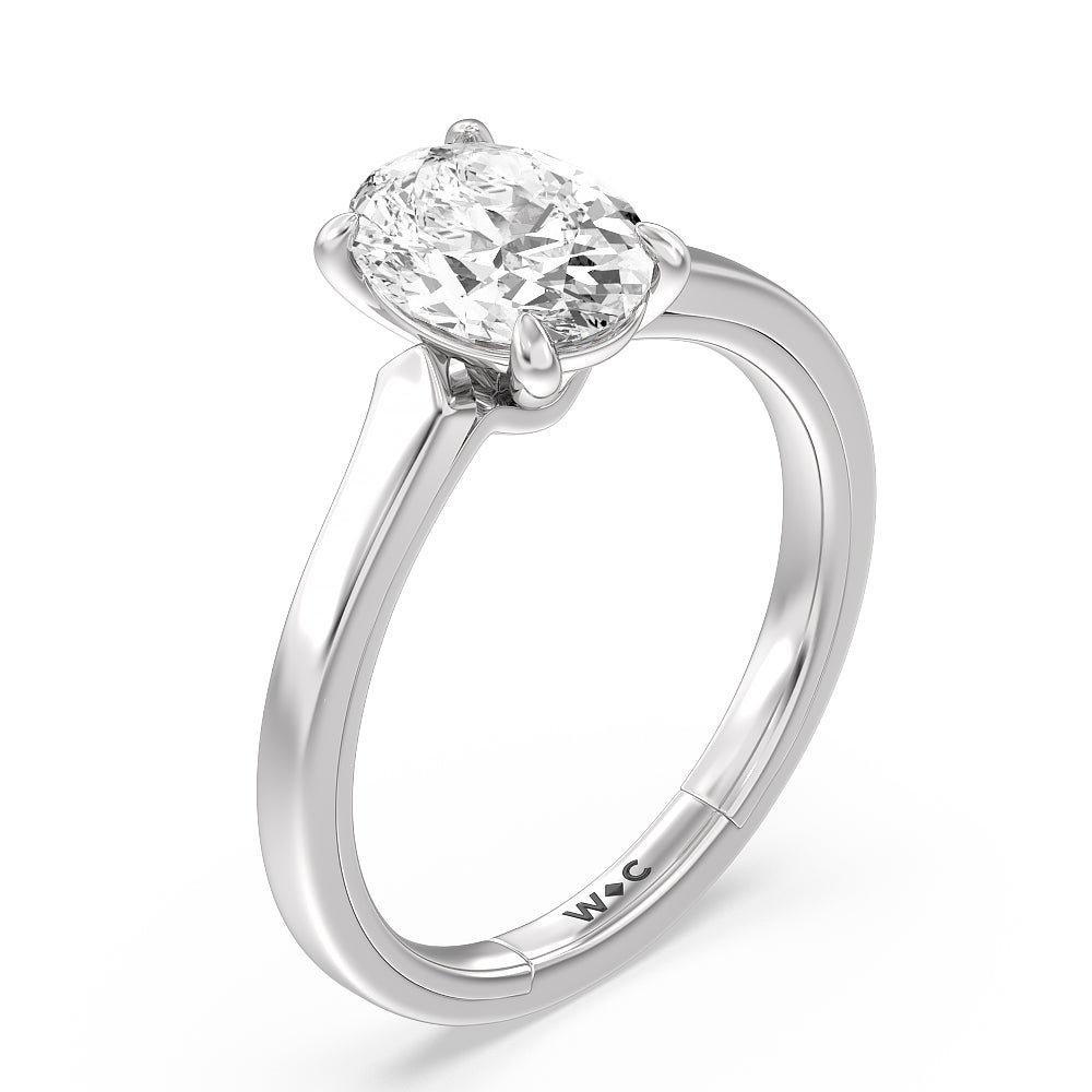 4 Prong Two-Tone Solitaire Engagement Ring with Oval Cut Diamond in 14KT Platinum view 3
