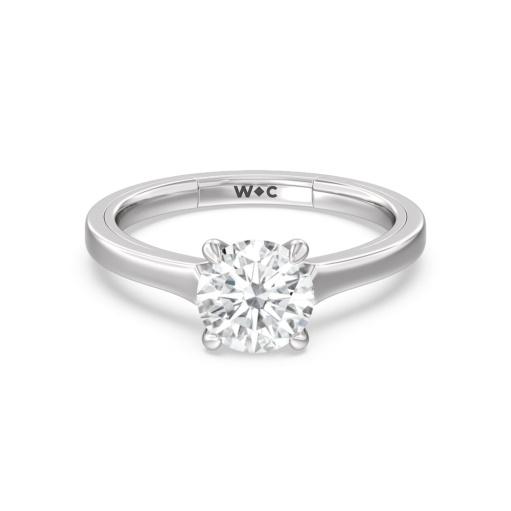 4 Prong Two-Tone Solitaire Engagement Ring with Round Cut Diamond in 14KT Platinum view 1

