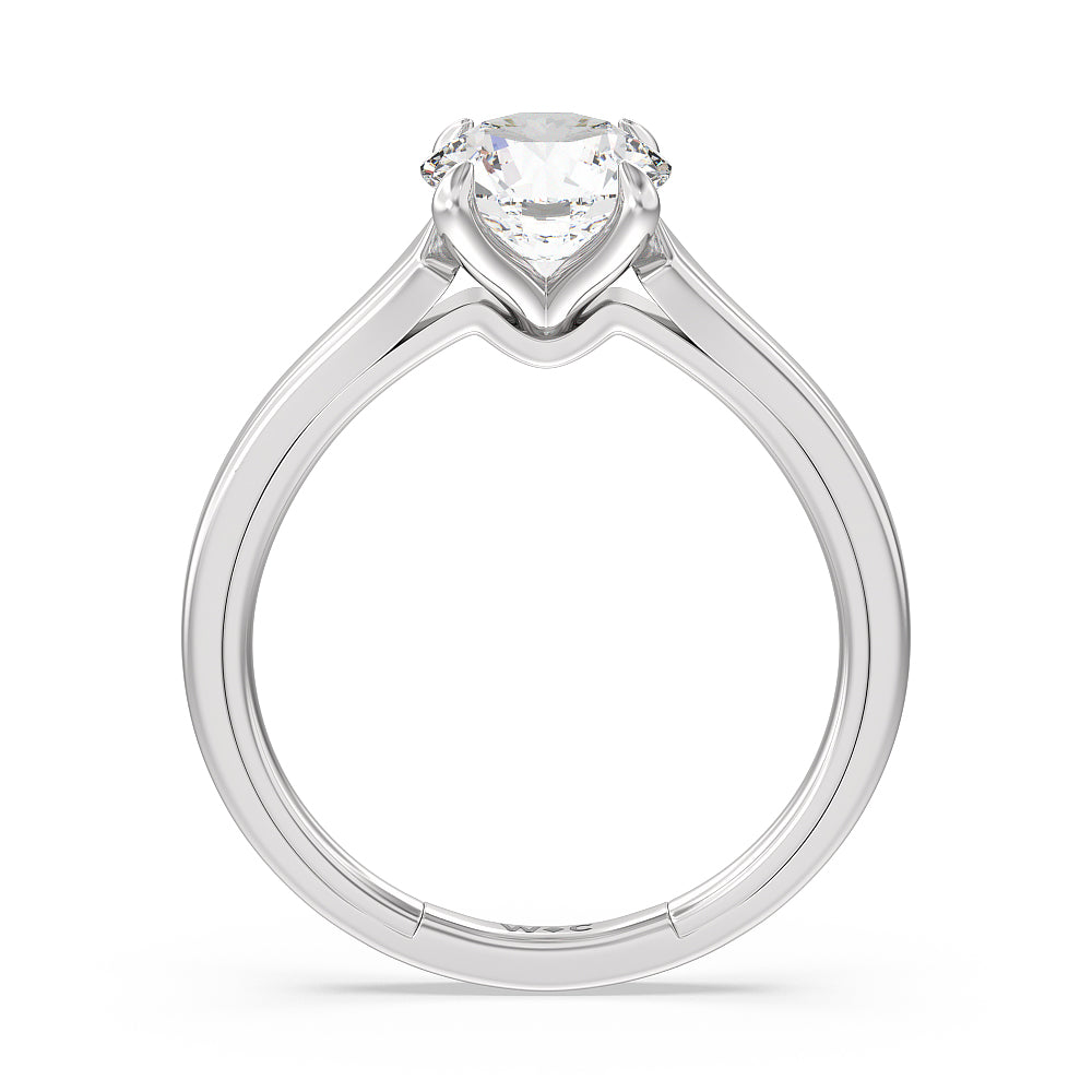 4 Prong Two-Tone Solitaire Engagement Ring with Round Cut Diamond in 14KT Platinum view 2

