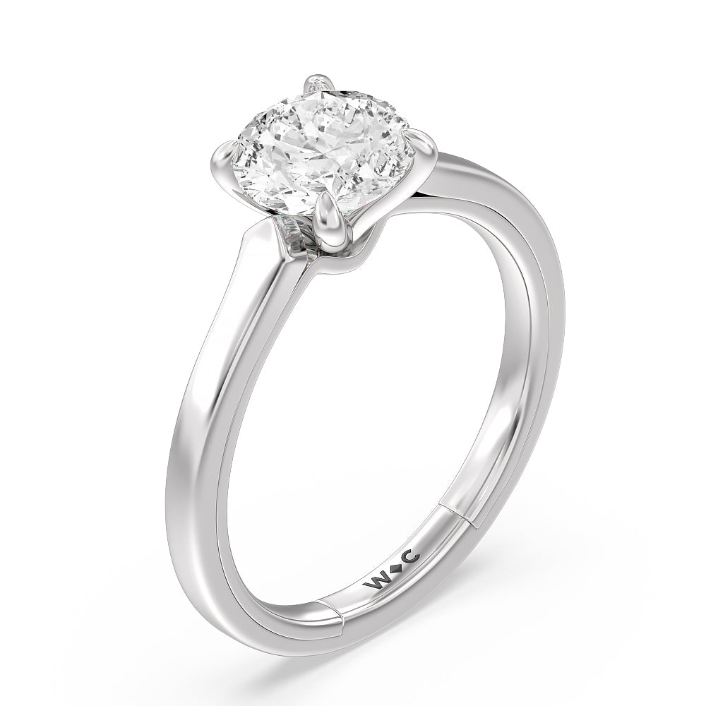 4 Prong Two-Tone Solitaire Engagement Ring with Round Cut Diamond in 14KT Platinum view 3

