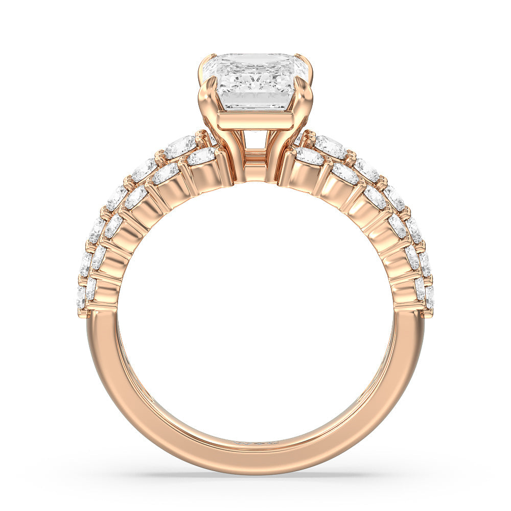 The Park Avenue Ring with Emerald Cut Diamond in 14KT Rose Gold view 2
