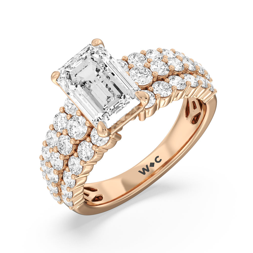 The Park Avenue Ring with Emerald Cut Diamond in 14KT Rose Gold view 3
