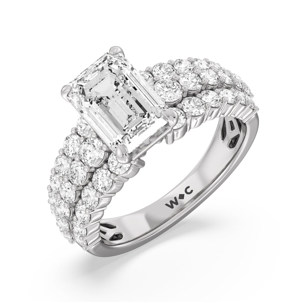 The Park Avenue Ring with Emerald Cut Diamond in 14KT Platinum view 3
