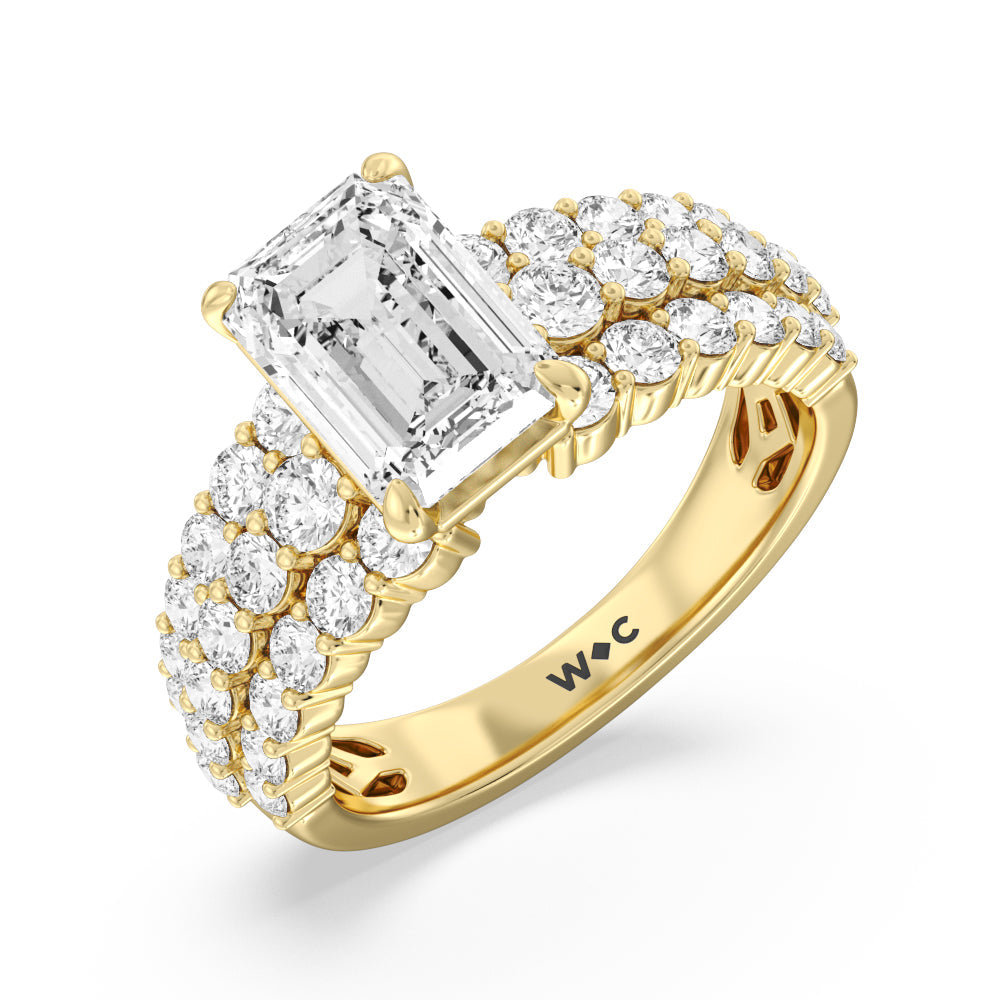 The Park Avenue Ring with Emerald Cut Diamond in 14KT Yellow Gold view 3
