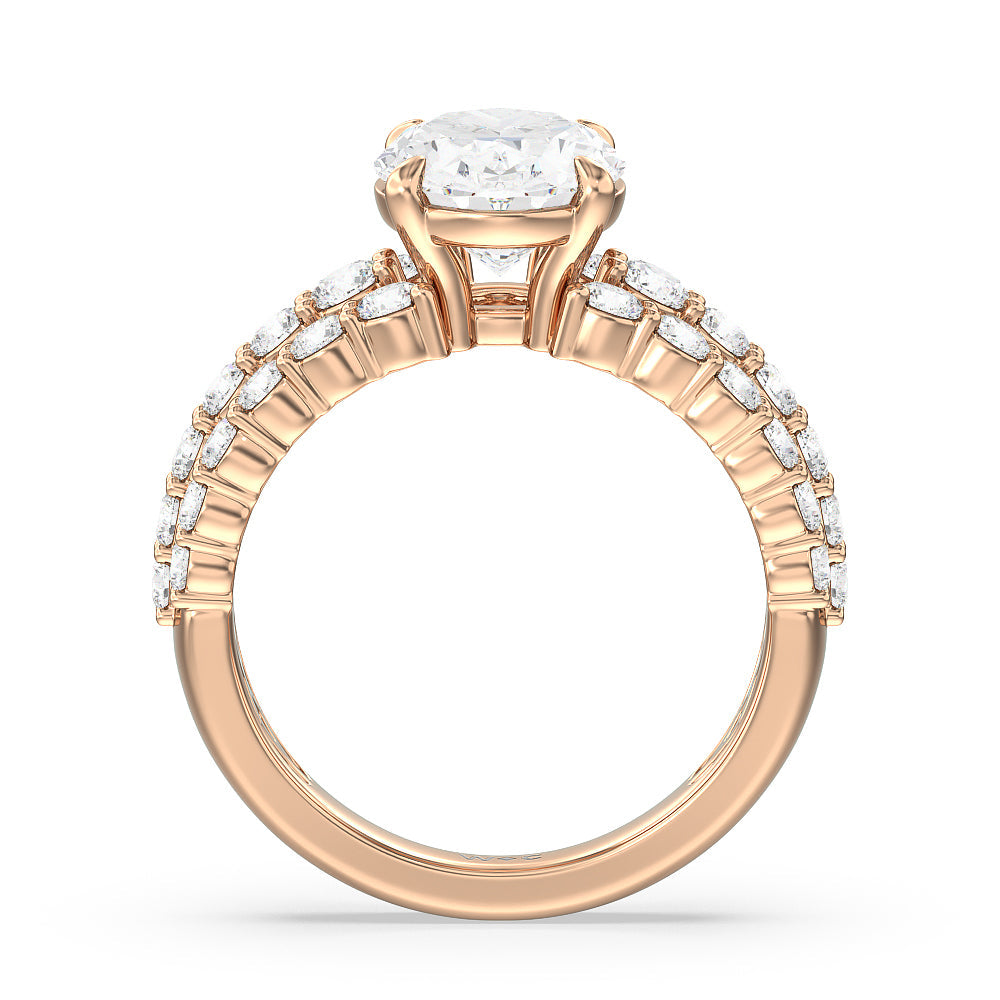 The Park Avenue Ring with Oval Cut Diamond in 14KT Rose Gold view 3
