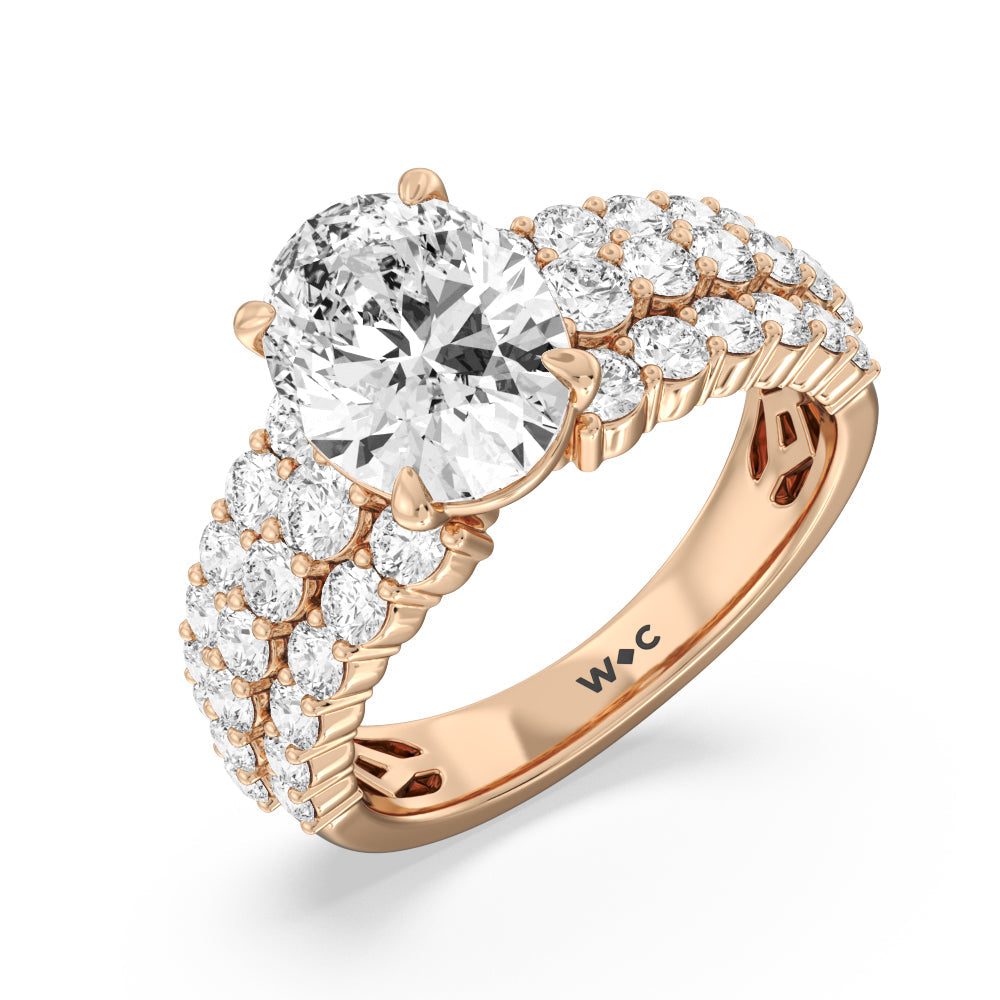 The Park Avenue Ring with Oval Cut Diamond in 14KT Rose Gold view 4
