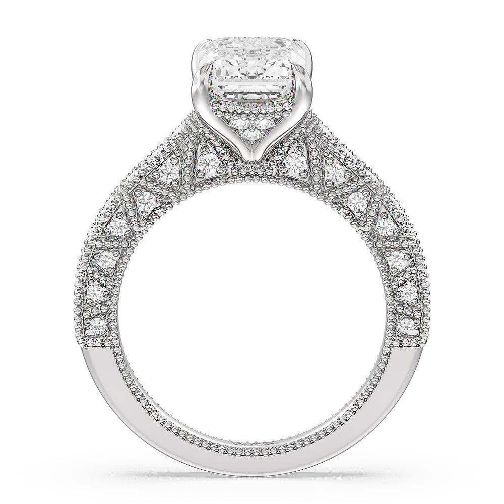 The Waldorf Ring with Emerald Cut Diamond in 14KT Platinum view 2
