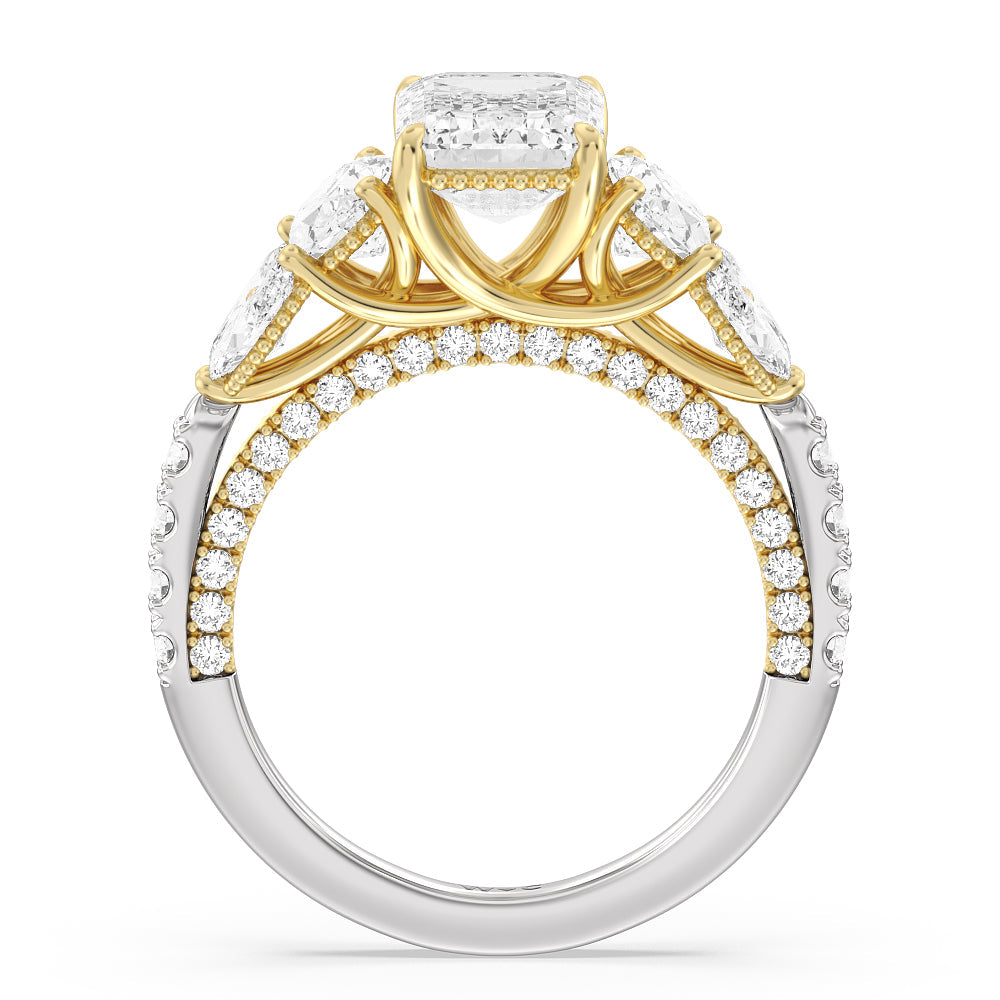 Emerald Cut The Eldridge Ring with Lab Grown Diamond in 14KT White & Yellow Gold view 2
