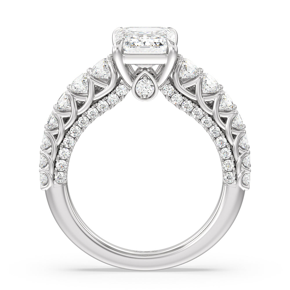 The Astor Ring with Emerald Cut Diamond in 14KT Platinum view 2
