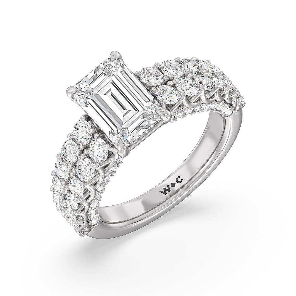 The Astor Ring with Emerald Cut Diamond in 14KT Platinum view 3

