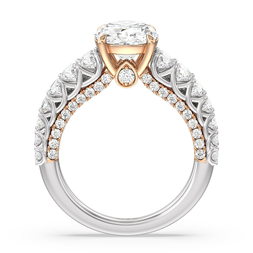 The Astor Ring with Oval Cut Diamond in 14KT White & Rose Gold view 2
