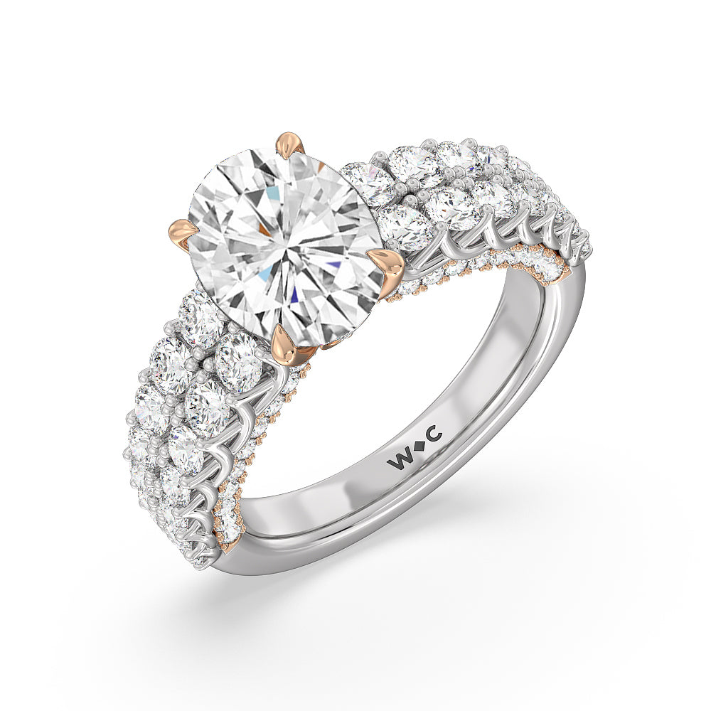 The Astor Ring with Oval Cut Diamond in 14KT White & Rose Gold view 3

