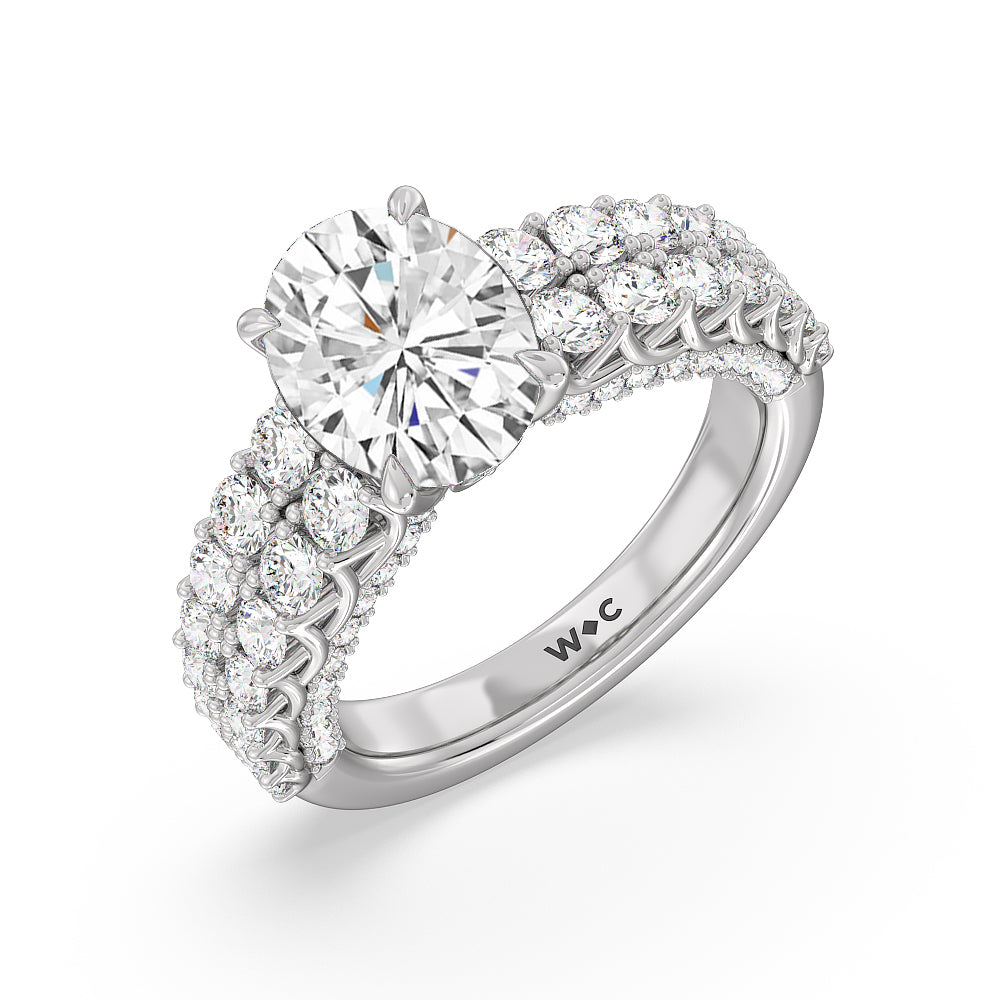 The Astor Ring with Oval Cut Diamond in 14KT Platinum view 3
