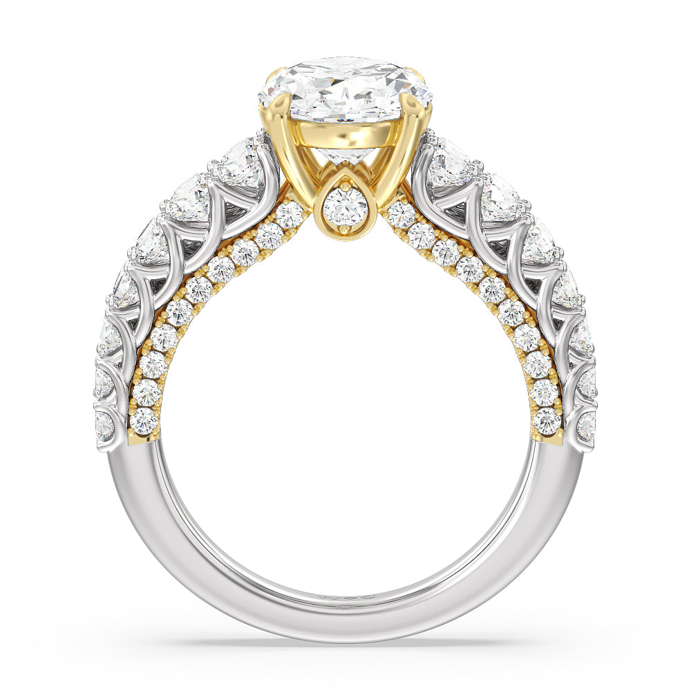 The Astor Ring with Oval Cut Diamond in 14KT White & Yellow Gold view 2
