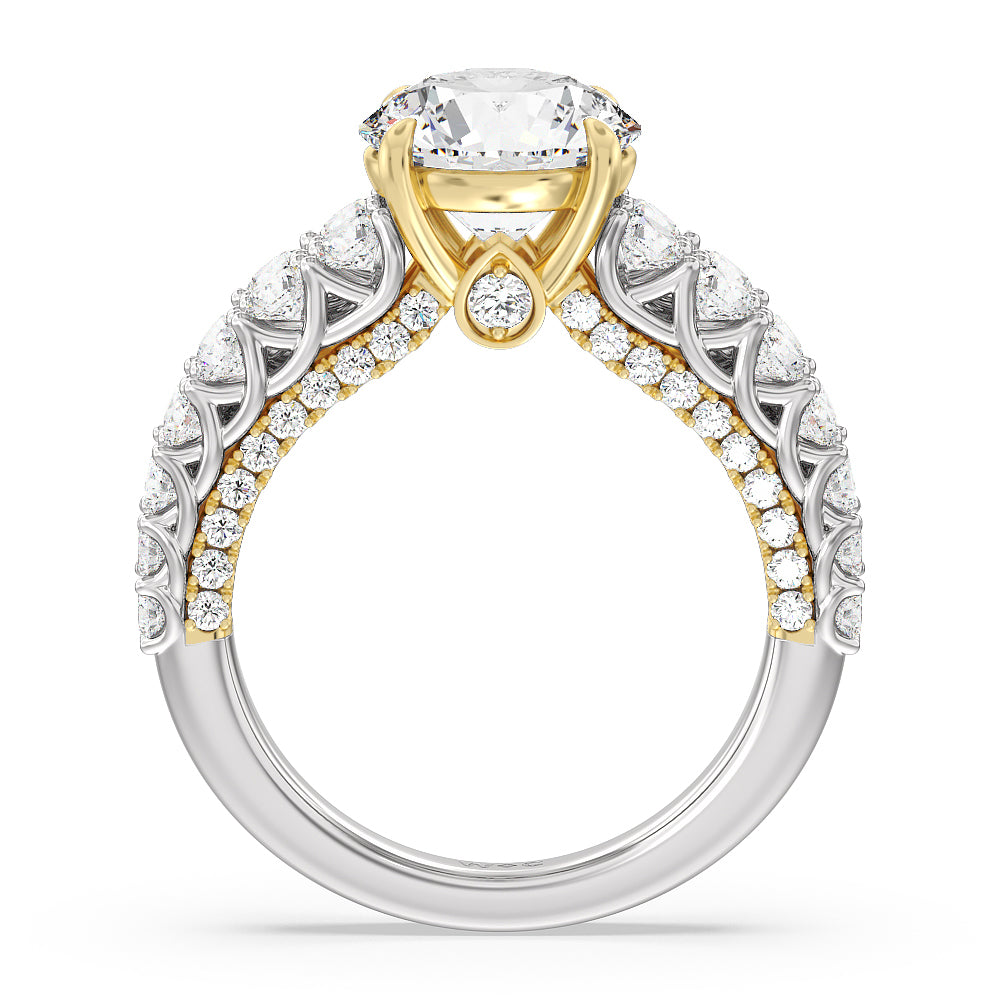 The Astor Ring with Round Cut Diamond in 14KT White & Yellow Gold view 2
