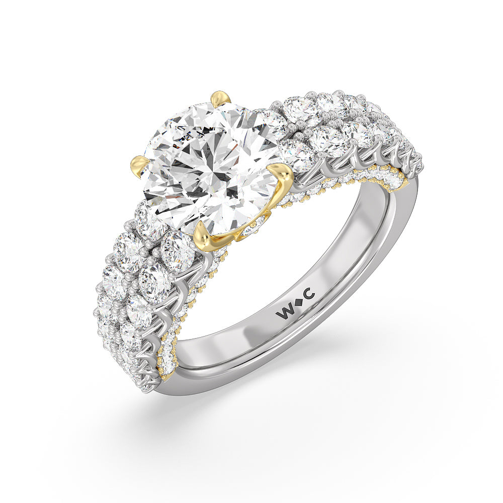 The Astor Ring with Round Cut Diamond in 14KT White & Yellow Gold view 3
