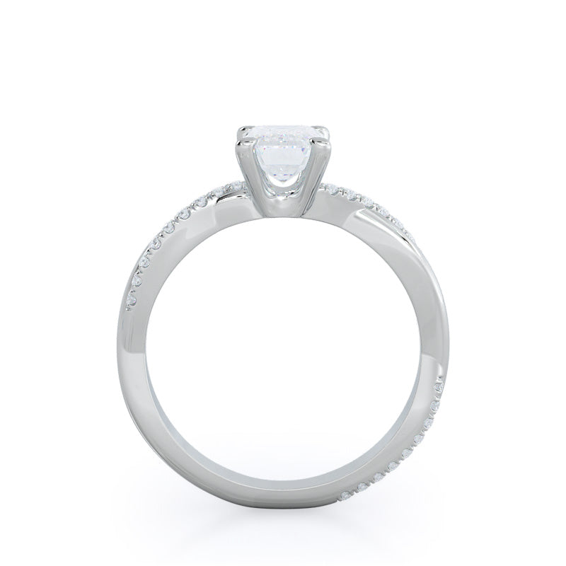 Emerald Cut Twisting Vine Diamond Ring with Lab Grown Diamond in 14KT Platinum view 2
